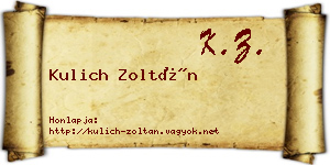Kulich Zoltán névjegykártya